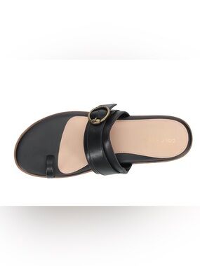 Cole Hahn Black Leather Slide Sandals - Women's Minimalist Flat Slides- NEW 8
